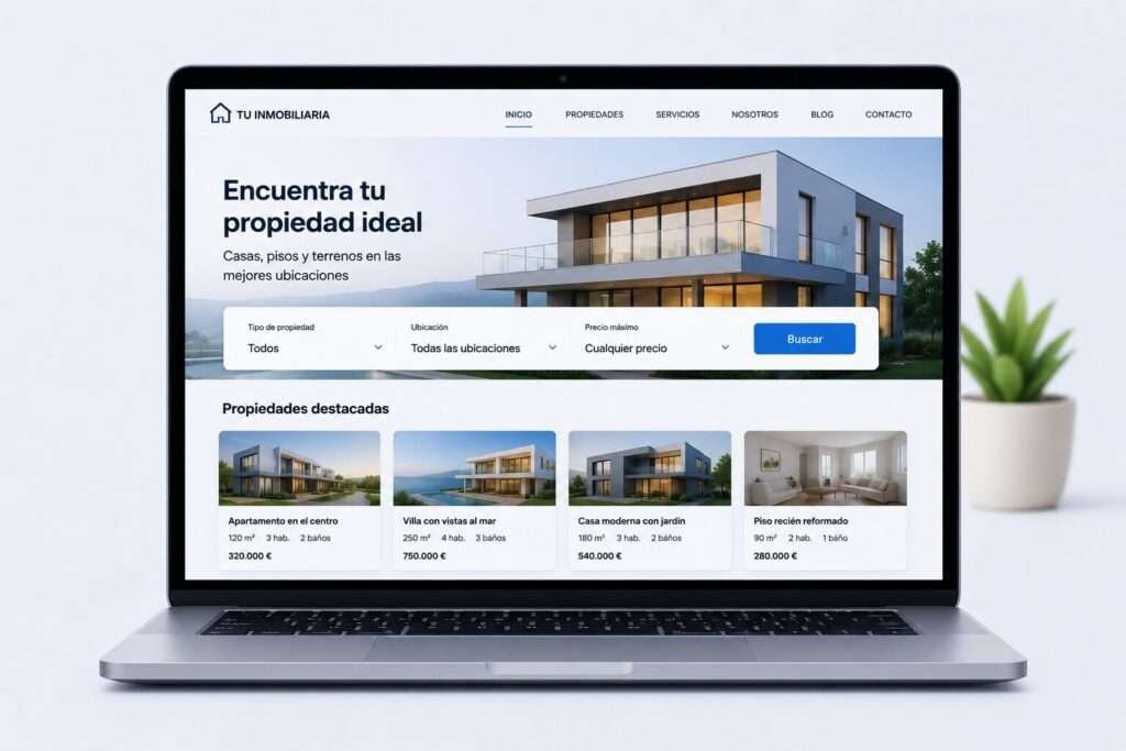 Diseño web profesional de inmobiliaria con captación dual propietarios y compradores