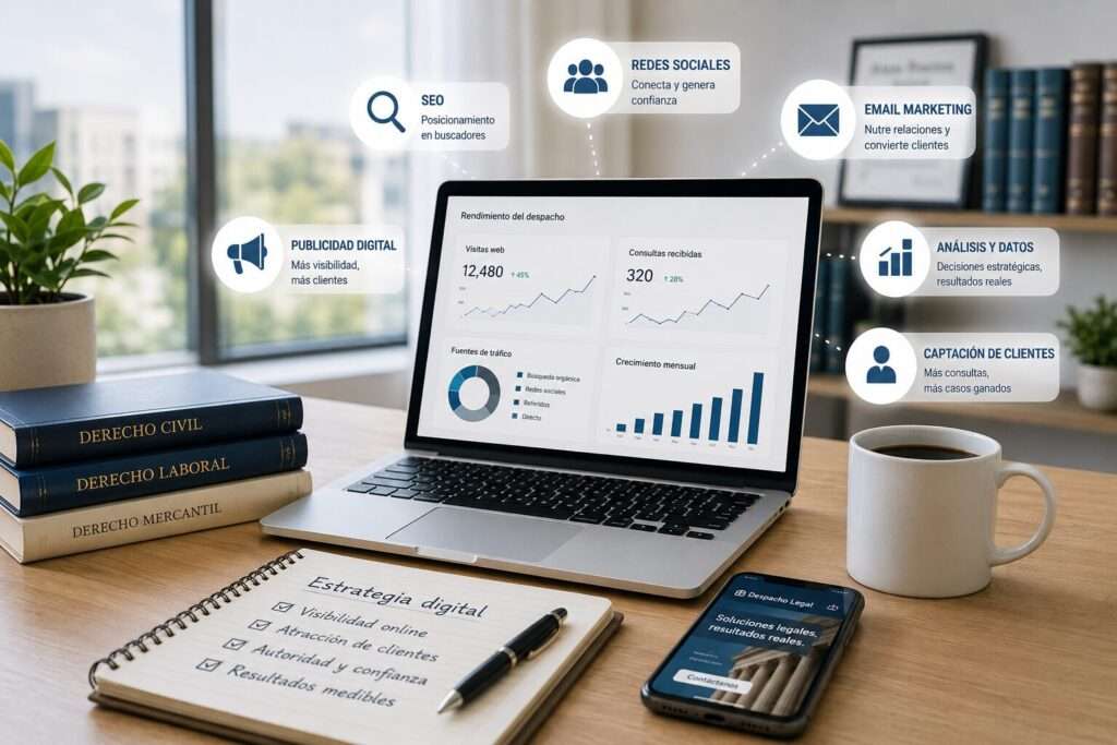 Comparativa de canales de marketing para abogados según retorno real en España 2026