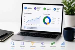 Equipo de consultoría ecommerce analizando métricas y estrategia de tienda online